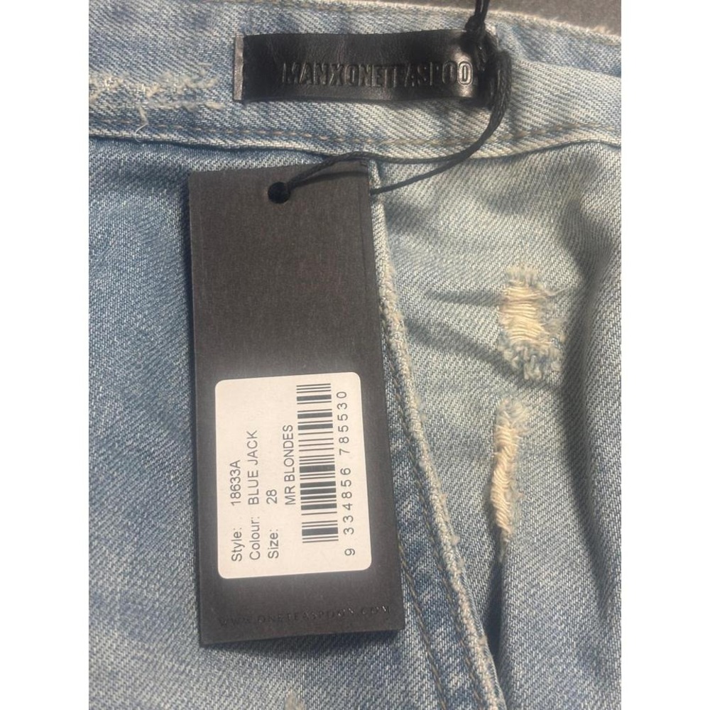 Man X One Teaspoon‎ NEW Distressed Mr Blonde Denim Shorts Blue Jack Size 28 - Picture 5 of 8